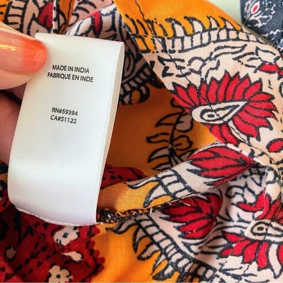 Beachlunchlounge Womens' Off The Shoulder Peasant Blouse Boho Blue Orange Small - Picture 5 of 7